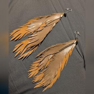 Leather+ Suede Feather Earrings